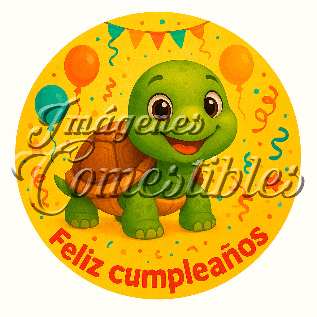 Oblea comestible - Feliz cumpleaños tortuguita
