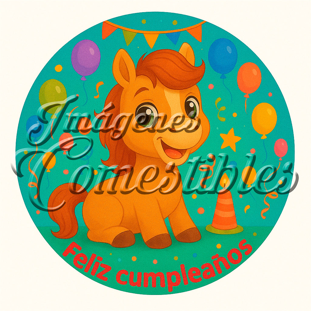 Oblea comestible - Feliz cumpleaños caballito
