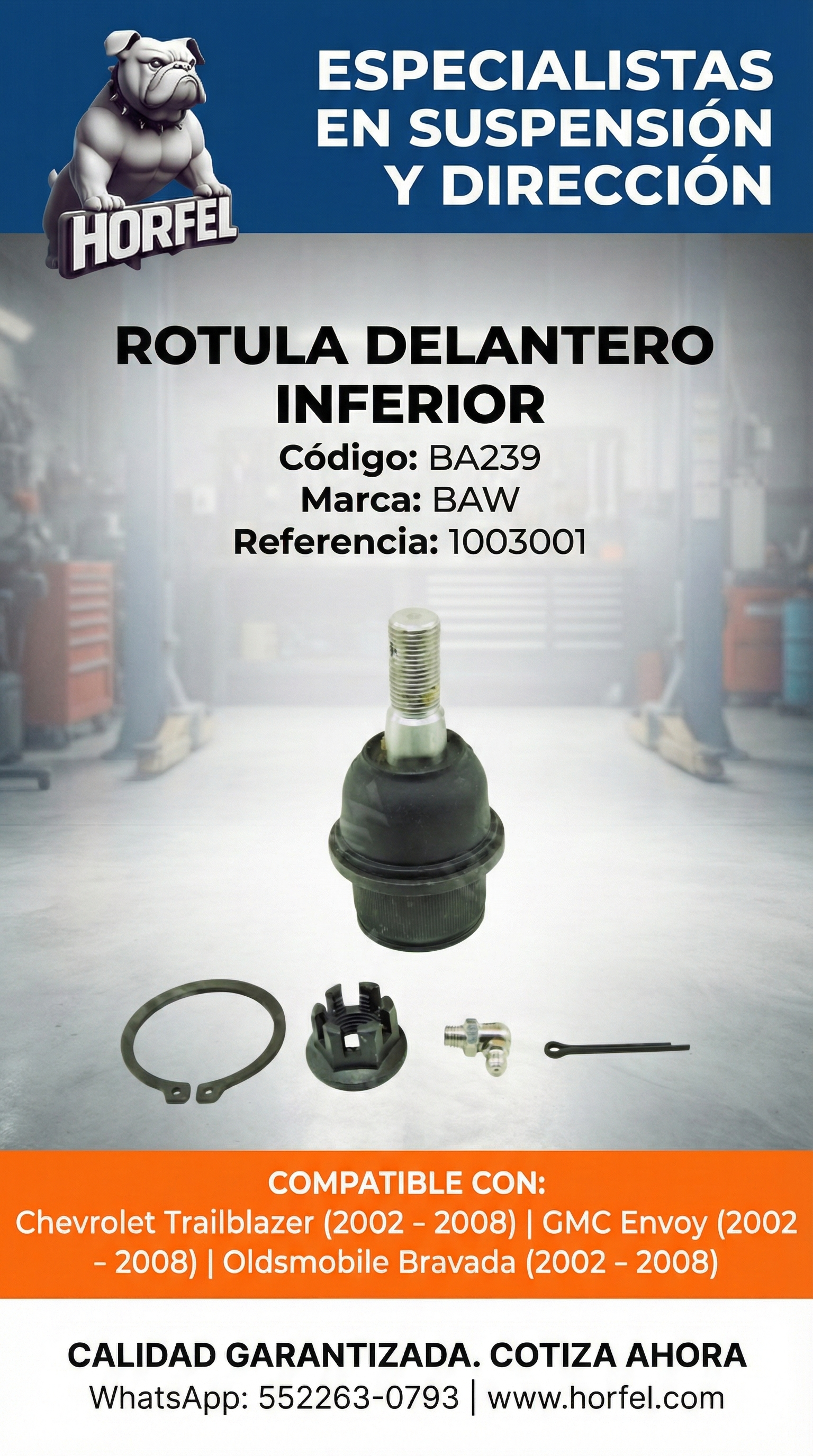 ROTULA DELANTERO INFERIOR Chevrolet Trailblazer GMC Envoy (2002-2008) BAW BA239