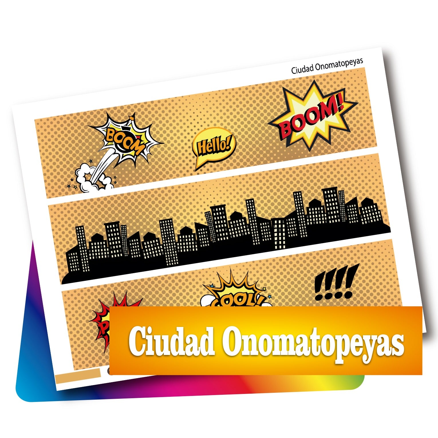 Planilla PDF con 3 cenefas de 6 cm. de alto Ciudad Onomatopeyas