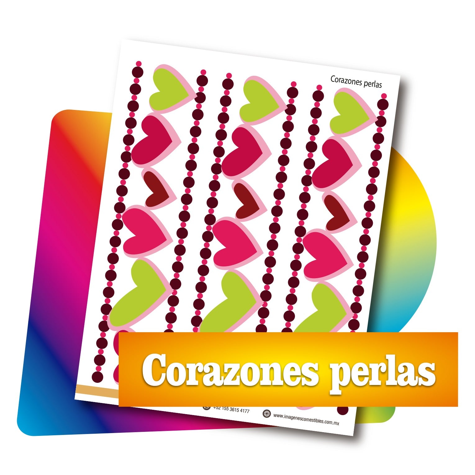 Cenefas PDF 3 de 6 cm. de alto. Corazones Perlas