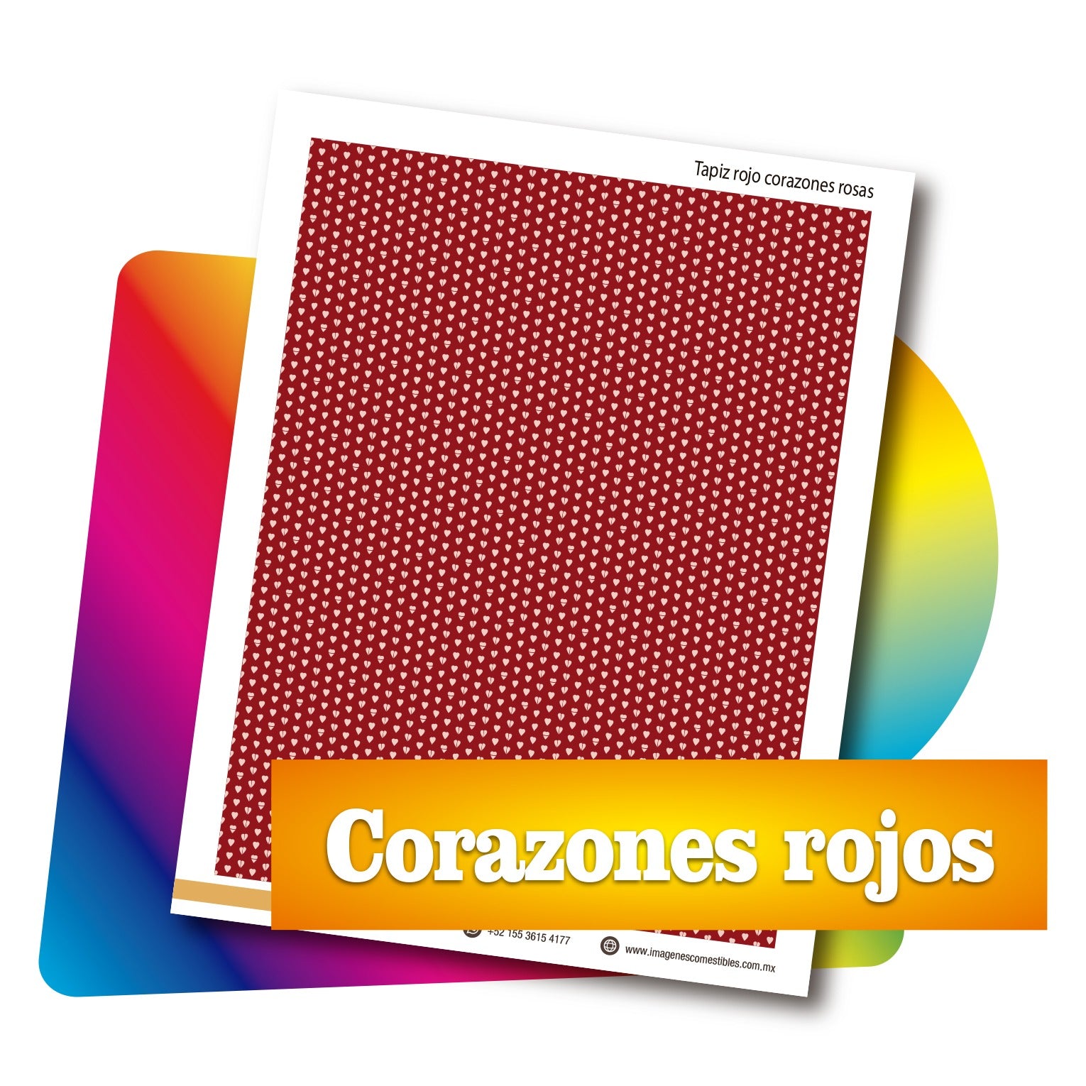Tapiz PDF 19 x 25 cm. Corazones rojos