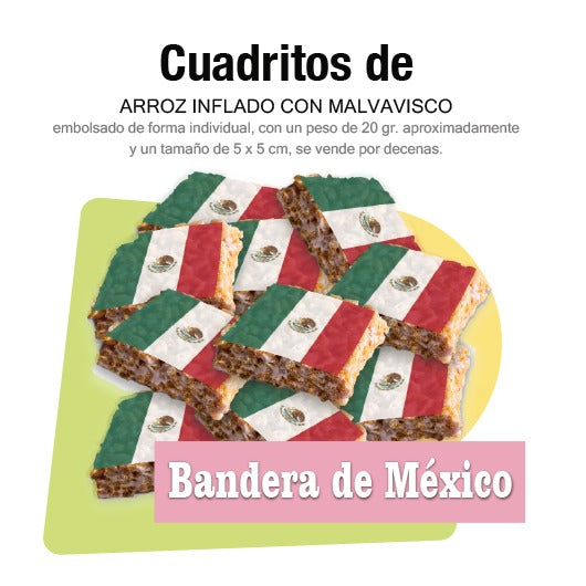 Cuadritos de arroz inflado - Bandera de México