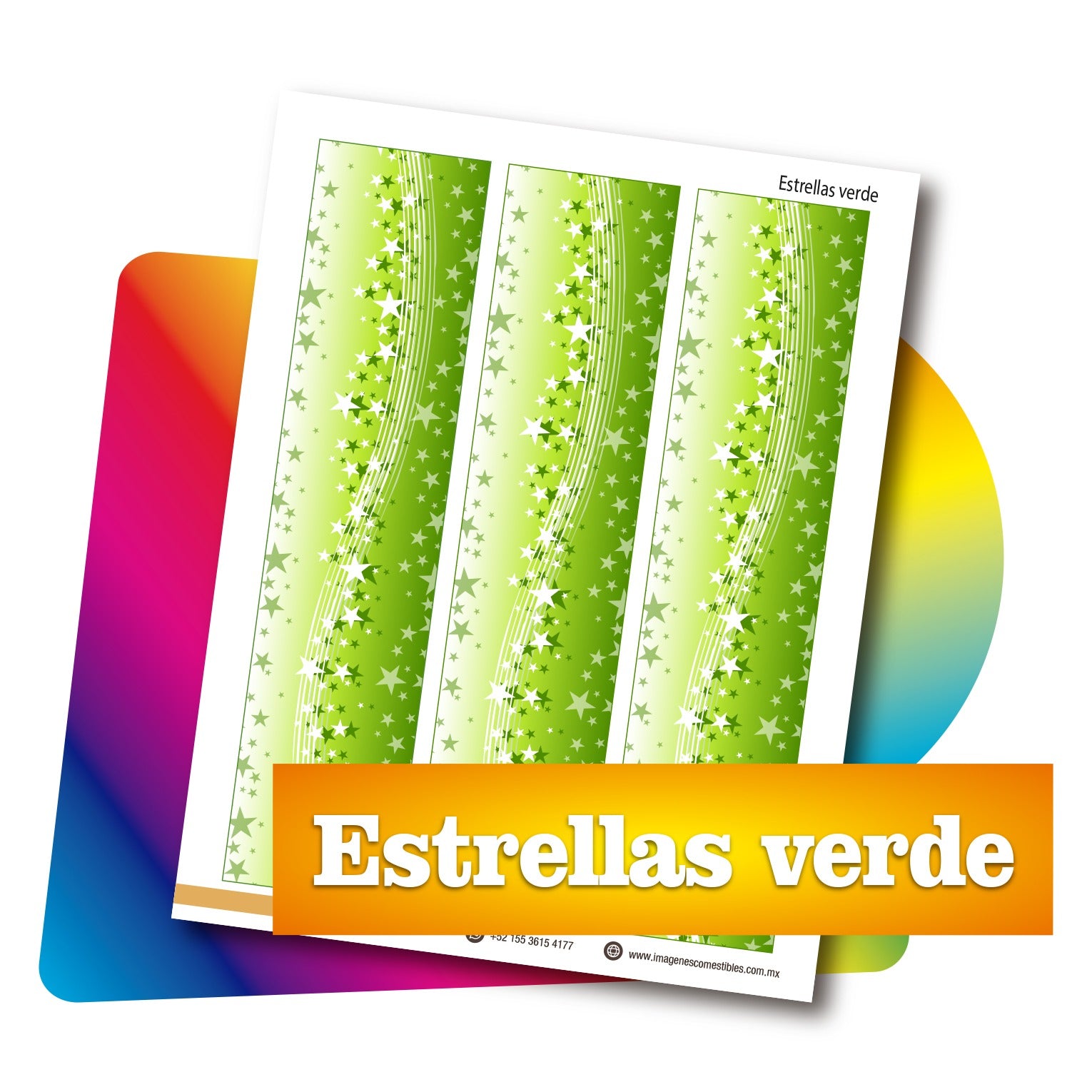 Cenefas PDF 3 de 6 cm. de alto. Estrellas verde