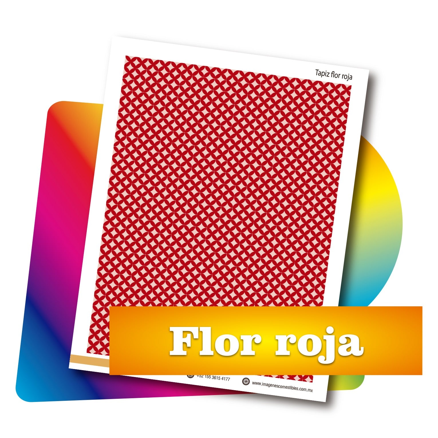 Tapiz PDF 19 x 25 cm. Flor roja