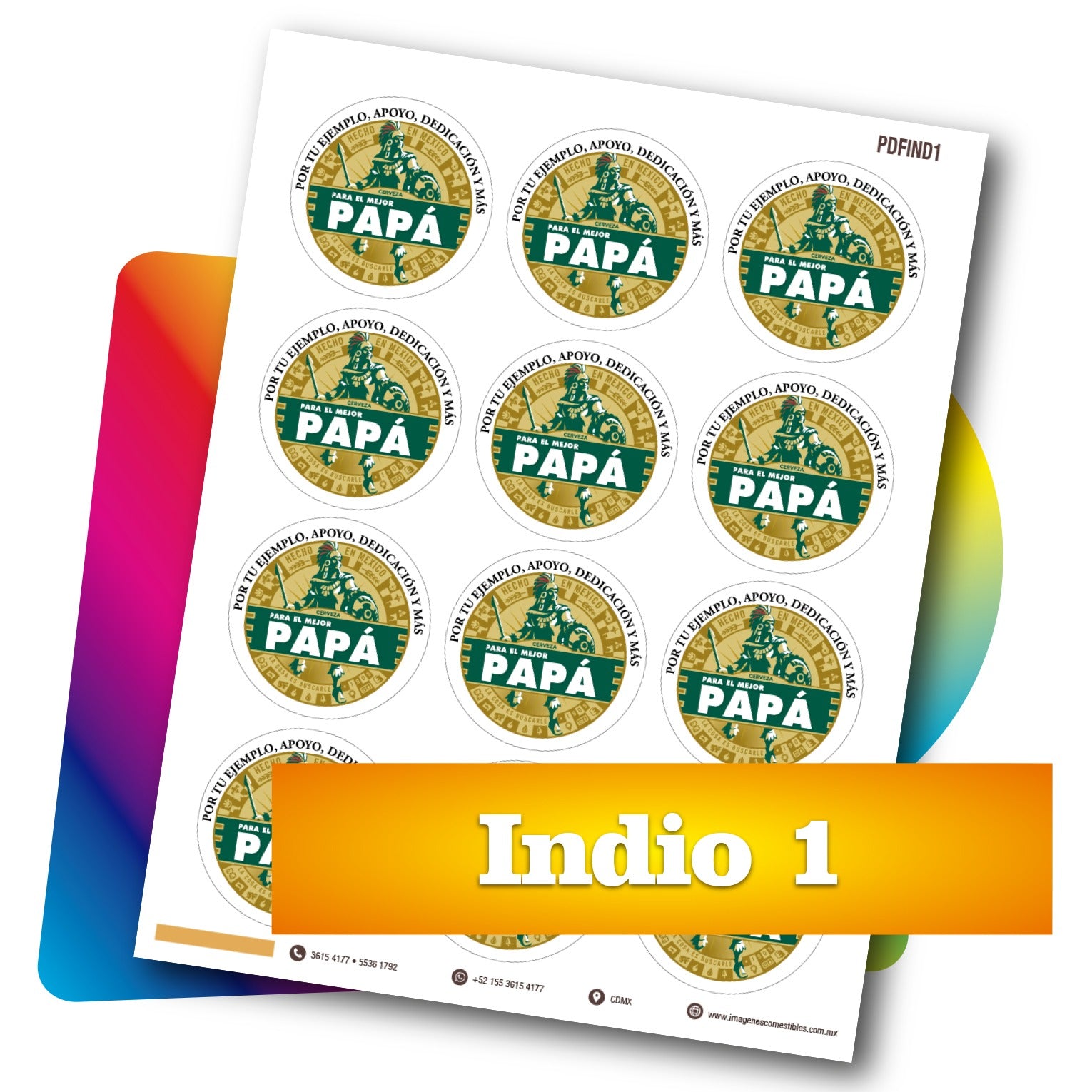 Planilla PDF con 12 círculos de 6 cm. Indio-1