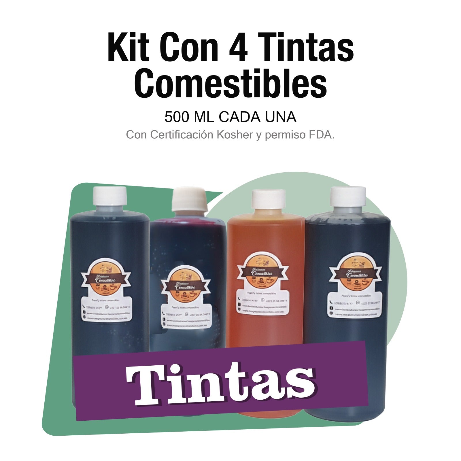 Kit 4 tintas comestibles