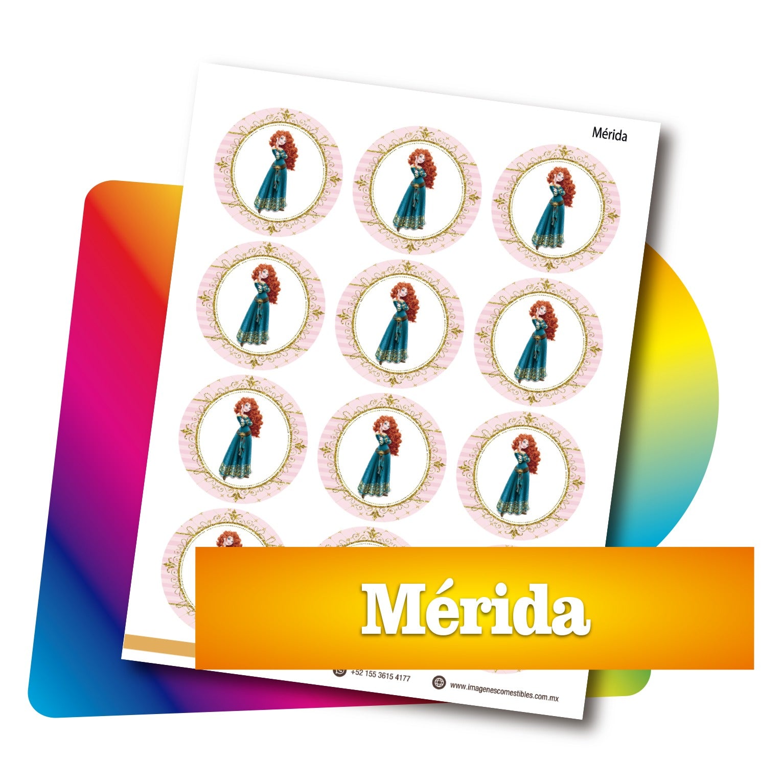 Planilla PDF con 12 círculos de 6 cm. Mérida