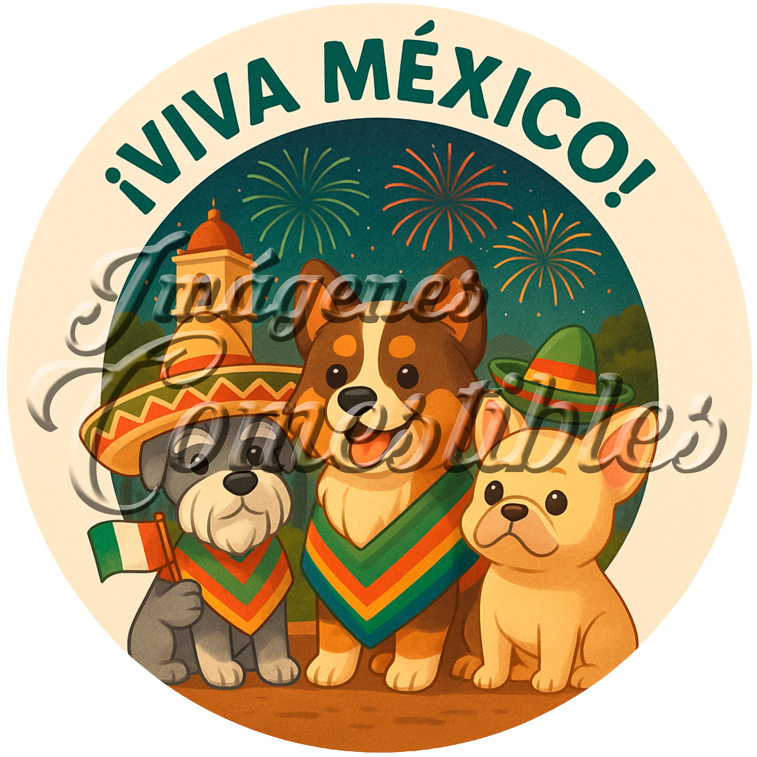 Oblea comestible - Viva México perritos-2