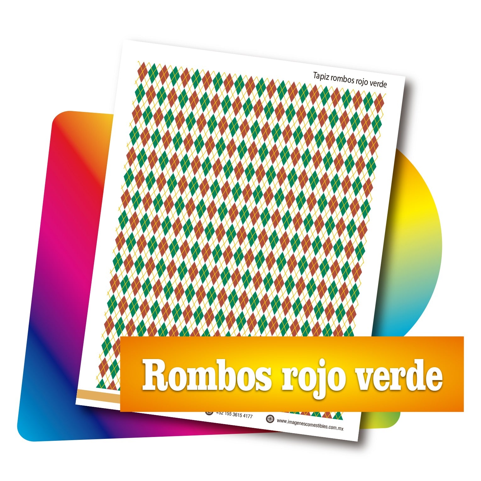 Tapiz PDF 19 x 25 cm. Rombos rojo y verde