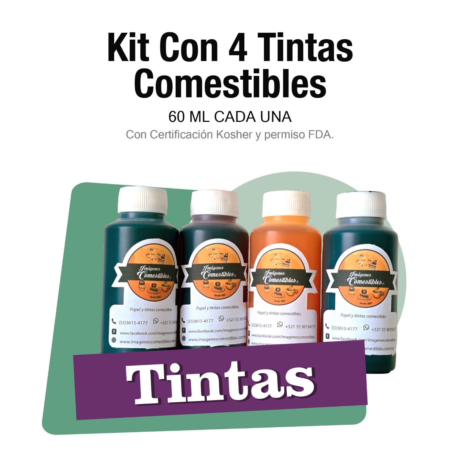 Kit 4 tintas comestibles